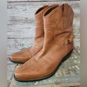 Franco Sarto Waco Tan Brown Leather Cowboy Western Ankle Boots (size 9.5)